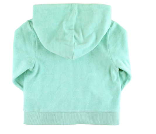 Vintage Aqua Terry Knit Ruffle Hoodie