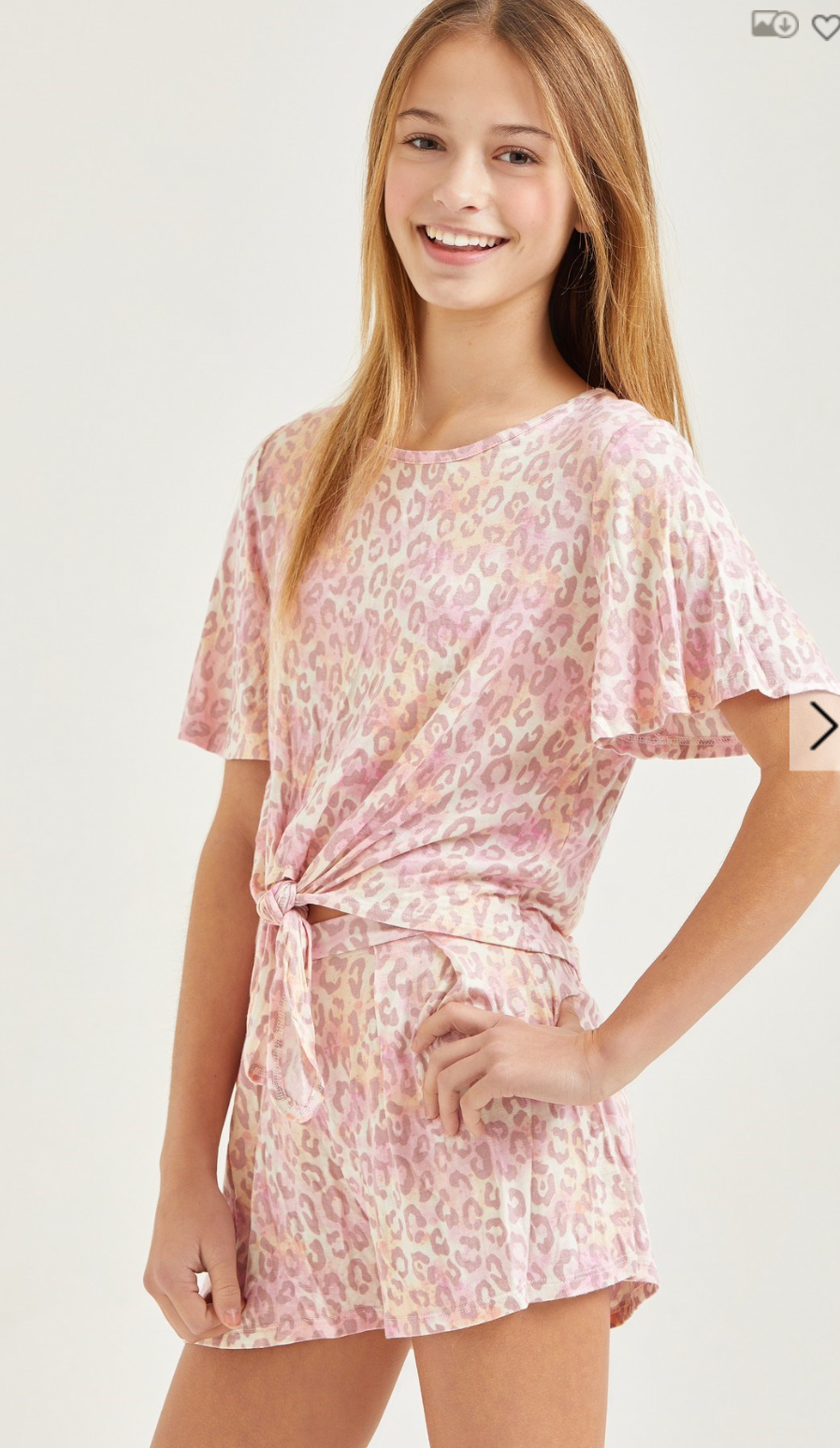 Pink Animal Print Tied Top & Skort