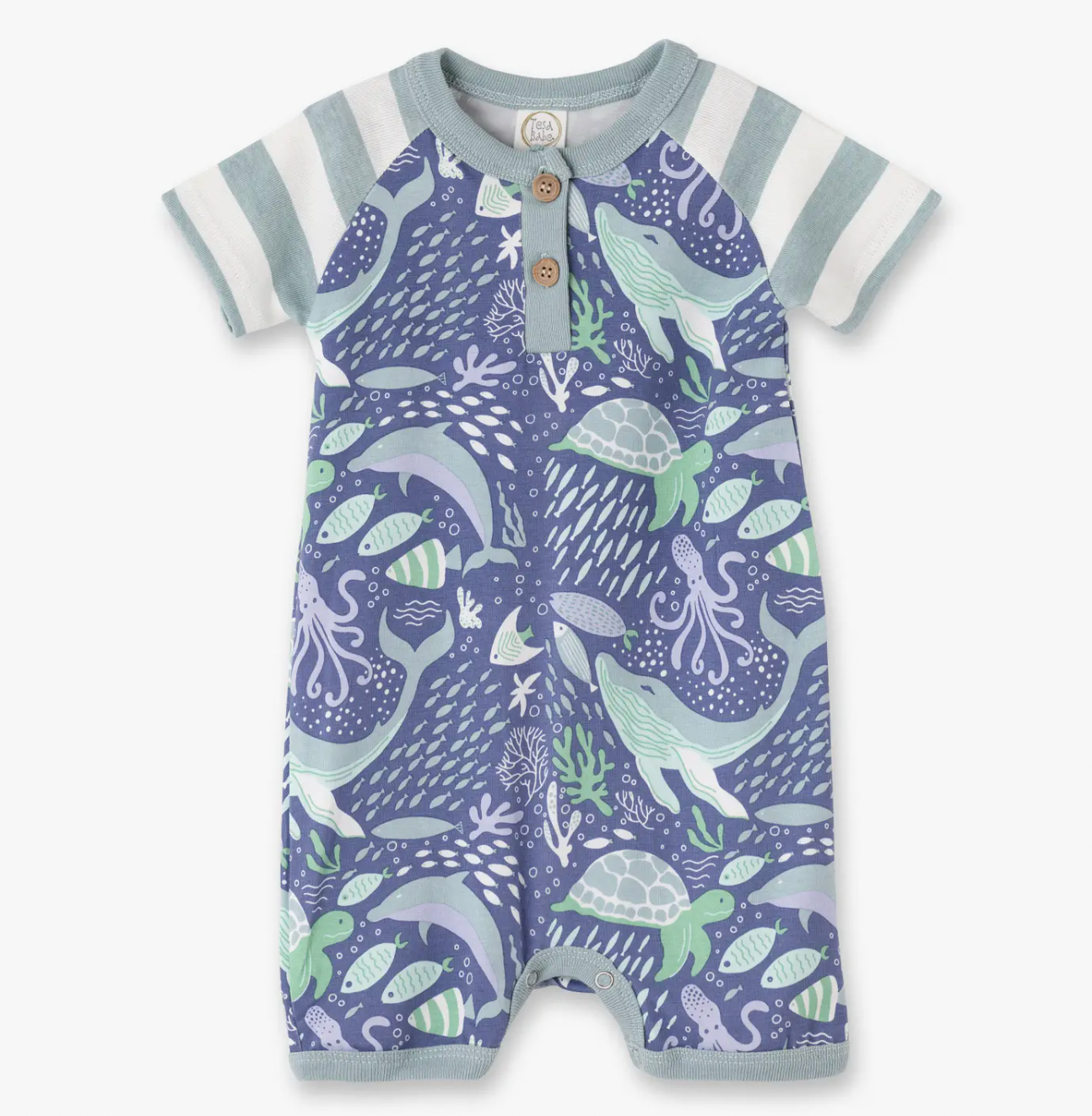 Blue Kingdom Henley Shorty Romper