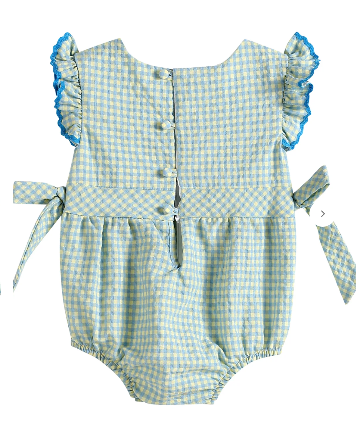 Blue and Yellow Gingham Ruffle Romper