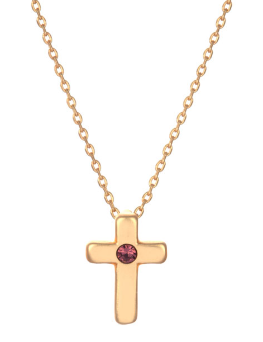 Birthstone Cross Necklace