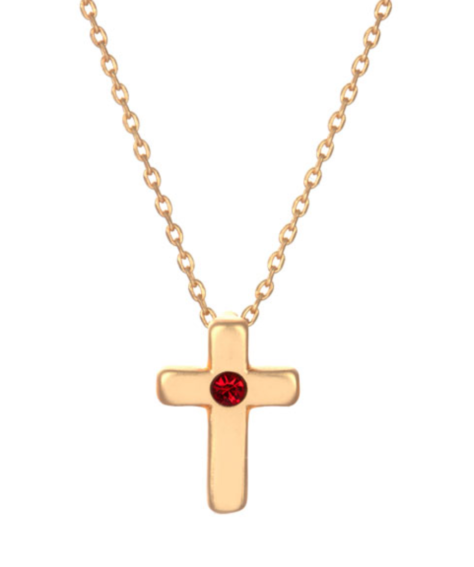 Birthstone Cross Necklace