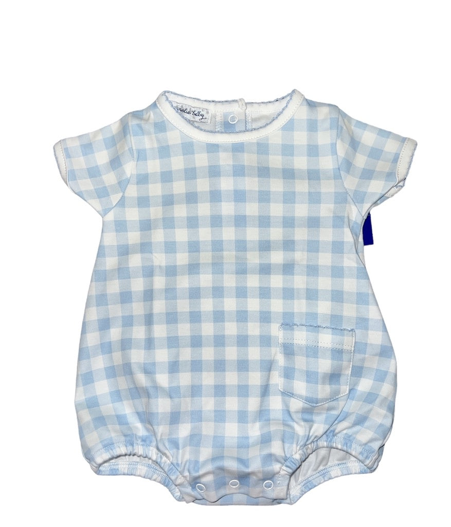 Baby Checks Spring Boy Bubble w/Pocket Blue