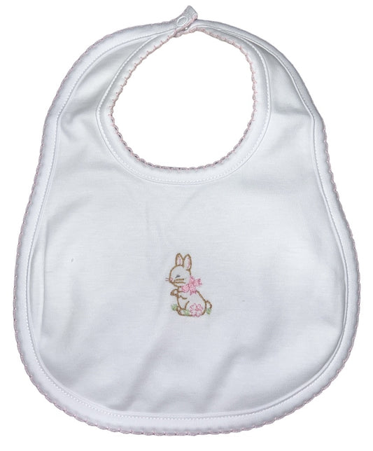 Vintage Bunny Emb Bib Pink