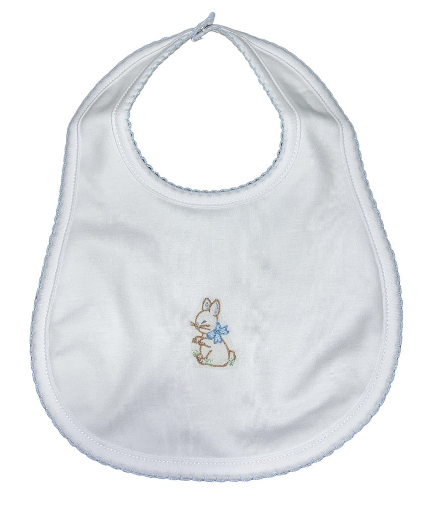 Vintage Bunny Emb Bib Blue