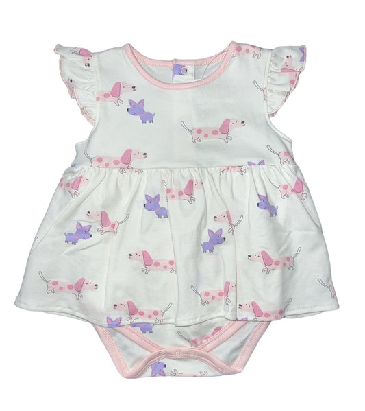 Kissy Love Puppy Fun Bodysuit Dress Pink