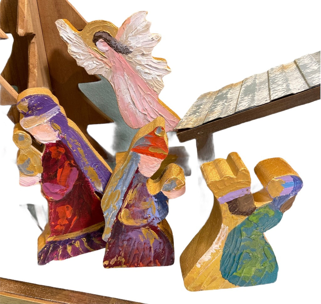 Wooden/Metal Nativity 14pc Set