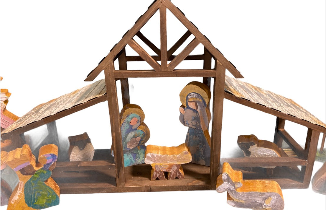 Wooden/Metal Nativity 14pc Set