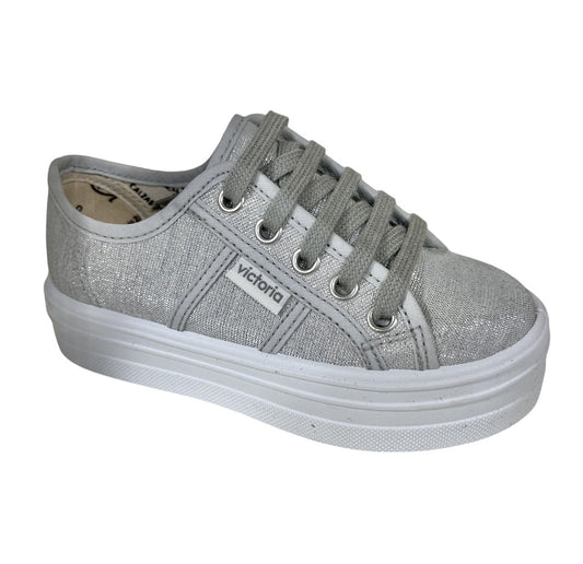 Barcelona Silver Sparkle Platform Sneaker