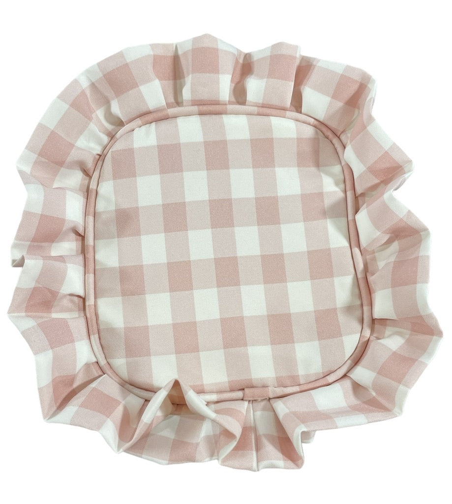 Small Pink Gingham Ruffle Pouch