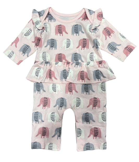 Kissy Love Girl Elephant Playsuit w/Ruffle