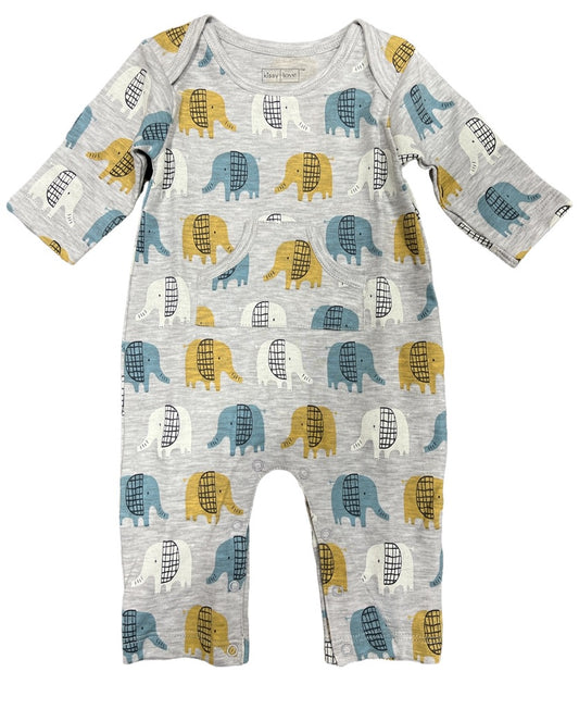 Kissy Love Boy Elephant Playsuit w/Front Pocket