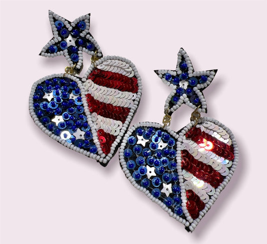 Heart Patriotic Earring