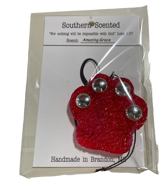 Red Paw Print Amazing Grace Freshie