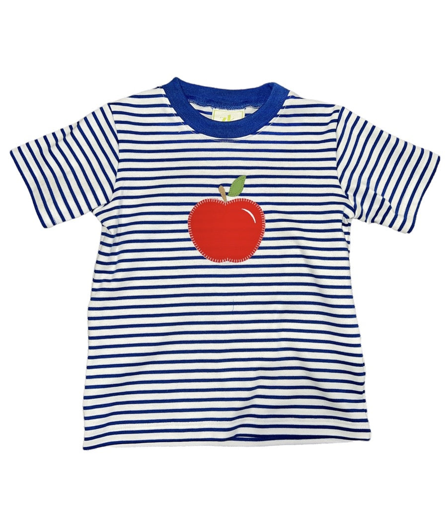 Boys Applique Apple Striped Tee