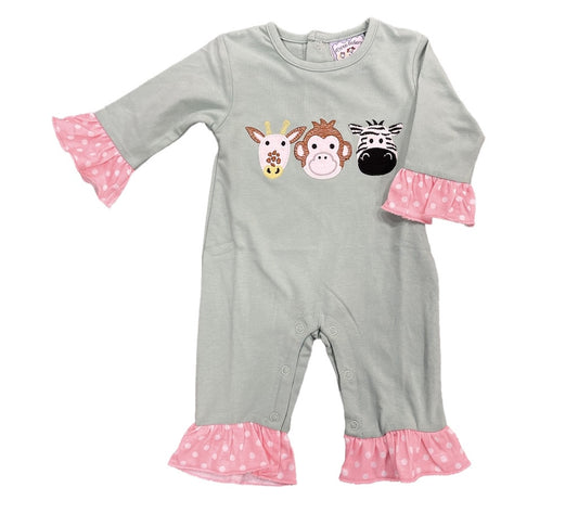 Zoo Day Applique Girls Romper