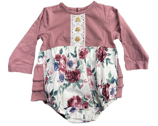 Plum Crazy Floral Ruffle Bubble