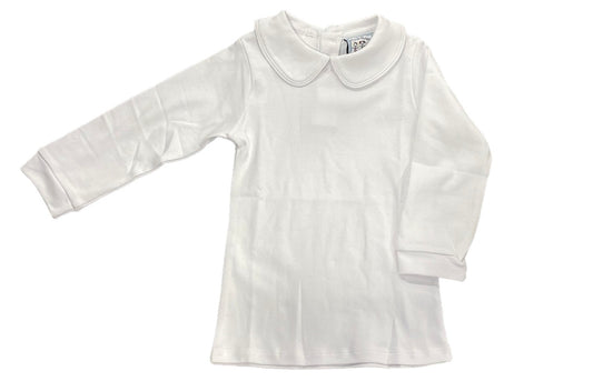 Girls White Knit Collar L/S Shirt