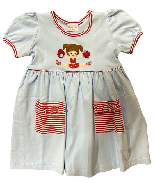 Squiggles Red/Blue Cheerleader Popover Dress