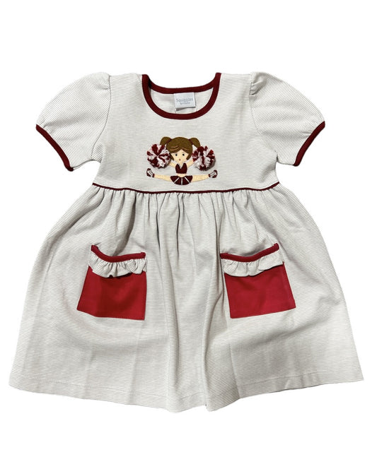 Squiggles Grey/Maroon Cheerleader Popover Dress