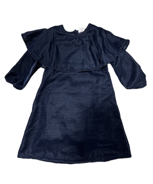 Navy Velour Collared Dress