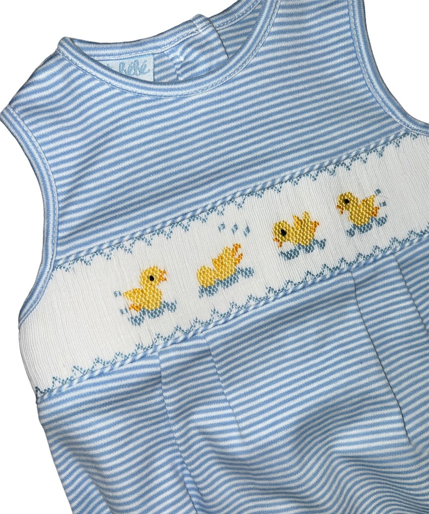 Boys Blue Stripe Smock Duck Bubble