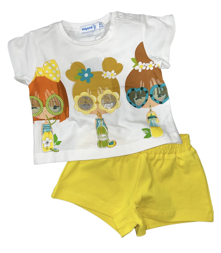 Groovy Triplets Yellow Short Set