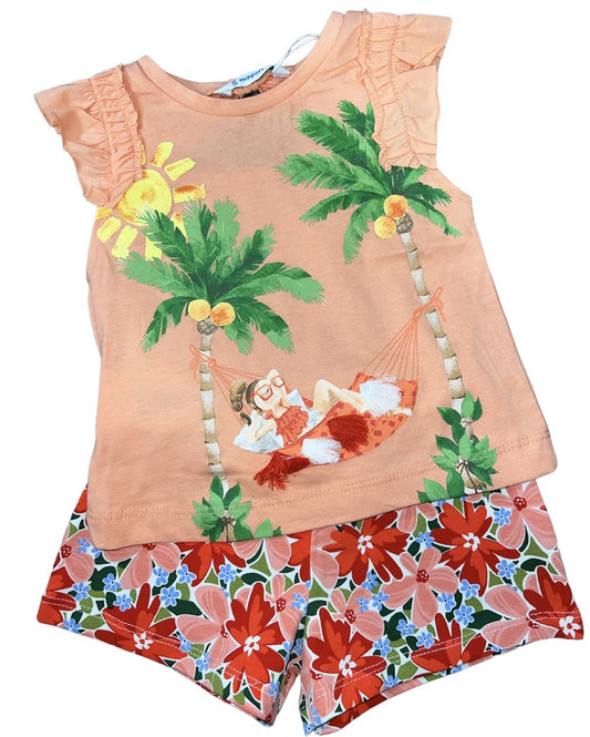 Orange Hammock Floral Short Set