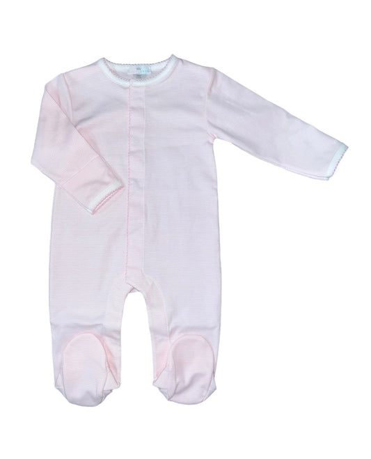 Pink Stripe Pima Zipper Footie