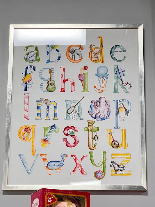 Watercolor ABC's In Silver Frame