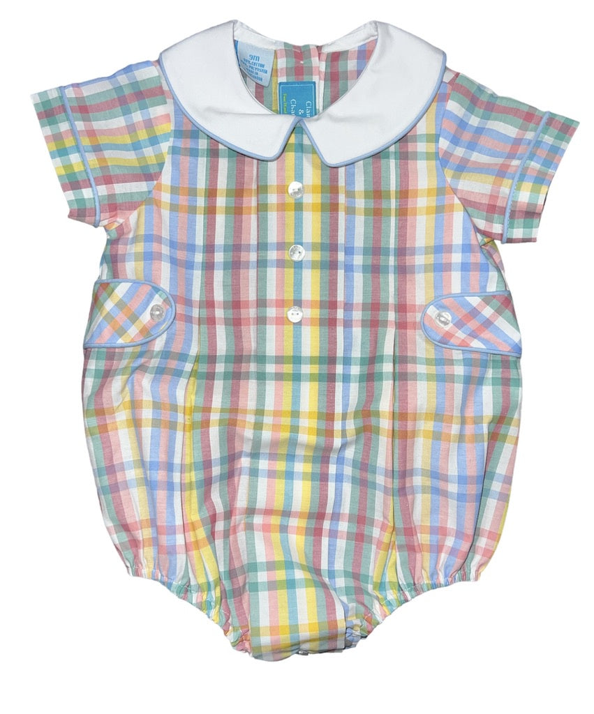 Boys Multi Plaid Bubble