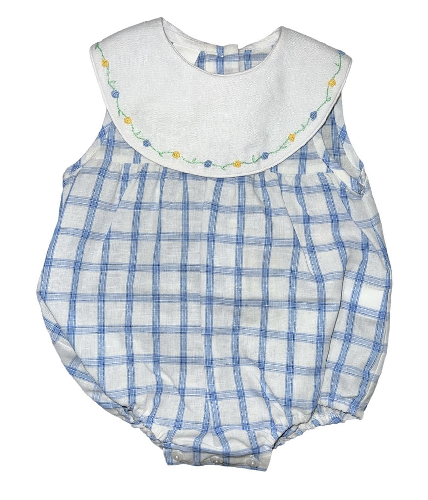 Blue Window Check Bubble w/Round Collar