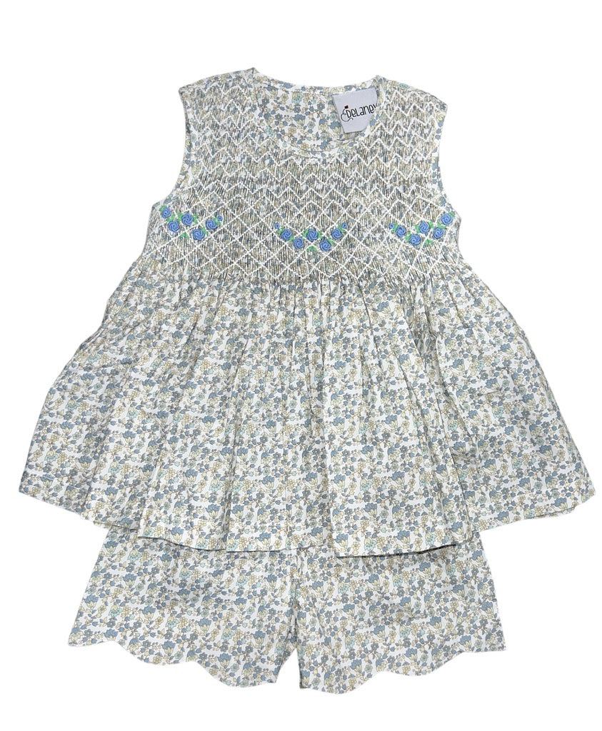 Floral Fully Smocked Bodice Top/Short