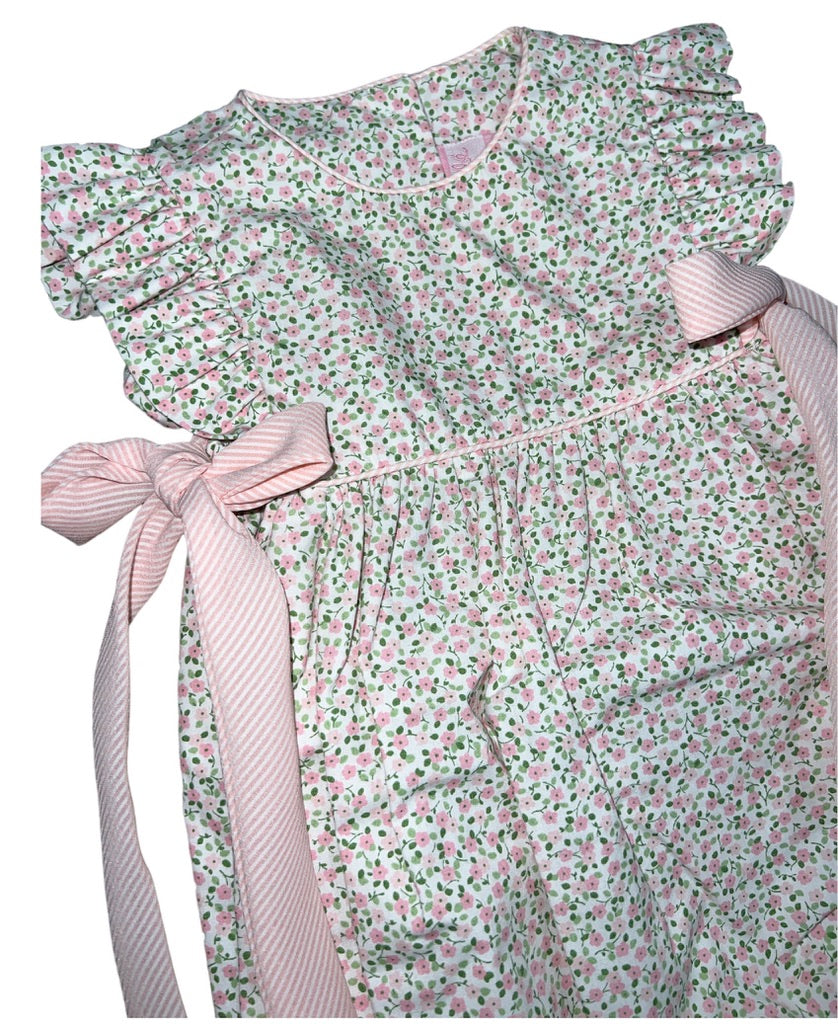 Pink/Green Floral Bubble w/Side Bows