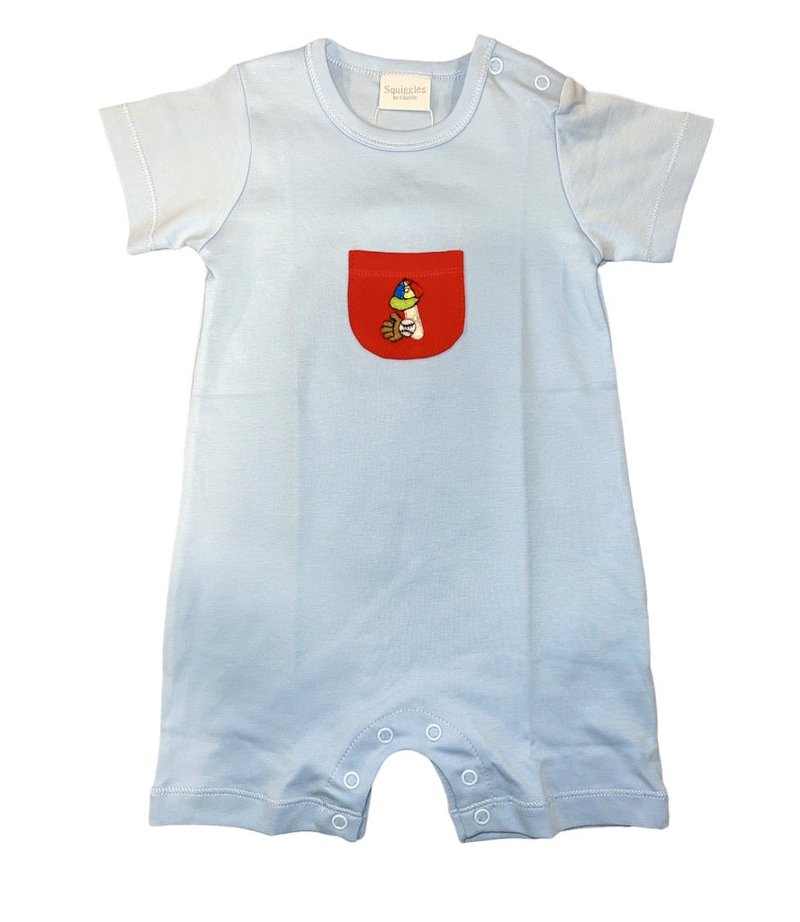 Squiggles Baseball Gear Pocket Romper