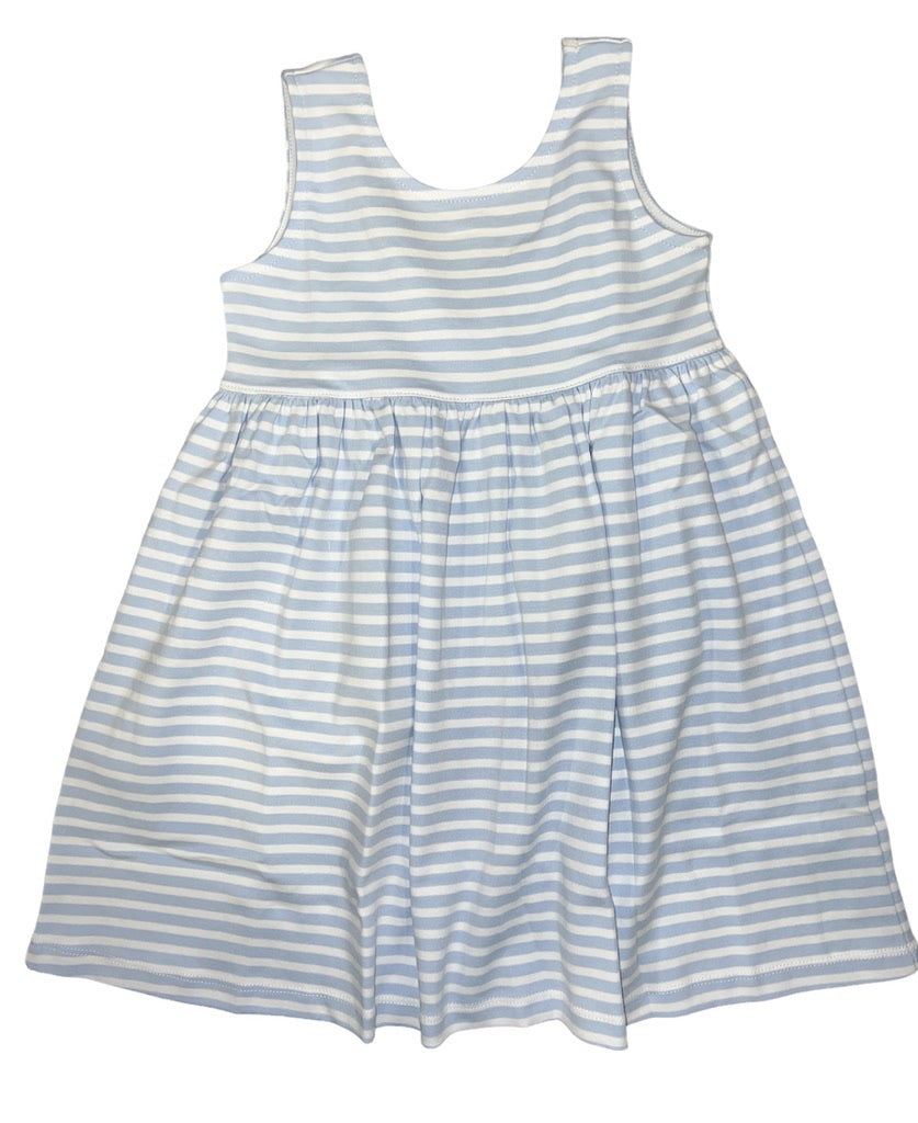 Squiggles Blue Stripe Bow Back Dress