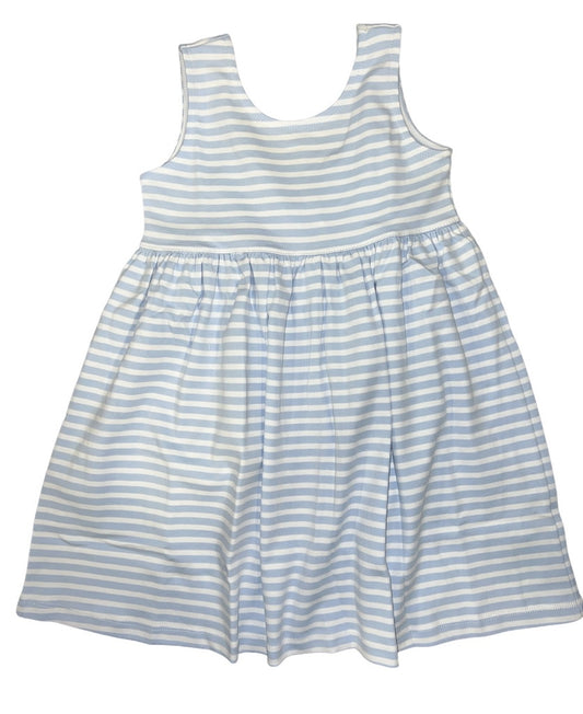 Squiggles Blue Stripe Bow Back Dress