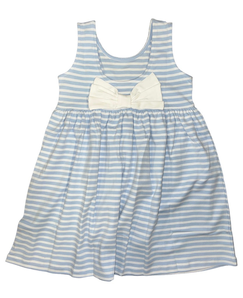 Squiggles Blue Stripe Bow Back Dress