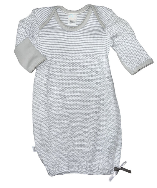 Paty Solid Color Knit Lap Shoulder Gown w/Grey Trim