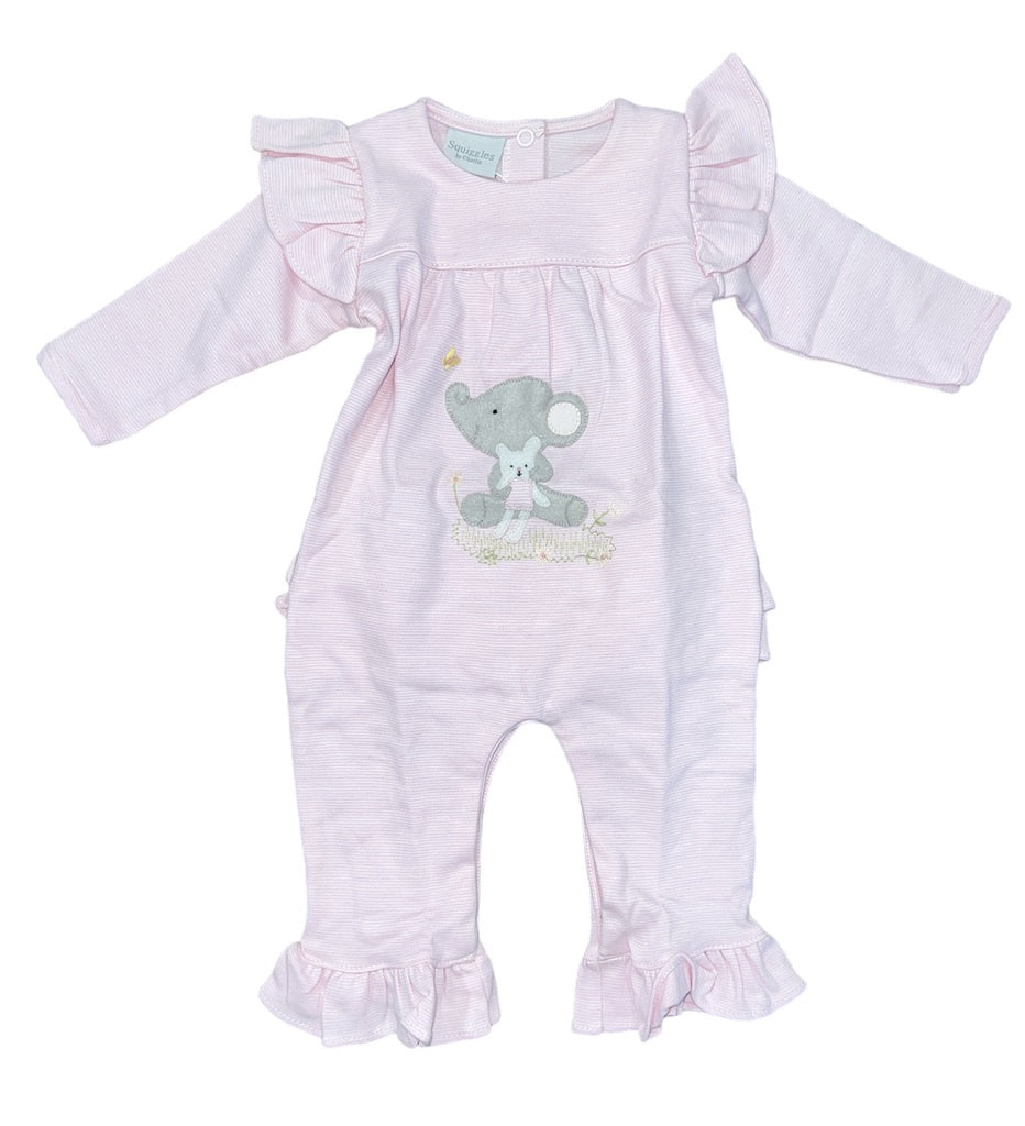 Squiggles Sage & Babydoll Ruffle Coverall