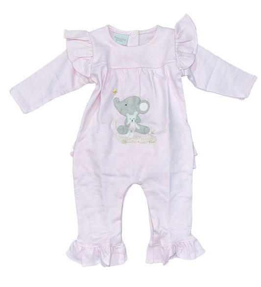 Squiggles Sage & Babydoll Ruffle Coverall