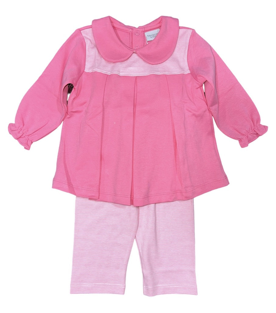 Squiggles Pink Stripe Dress w/Yoke & Legging