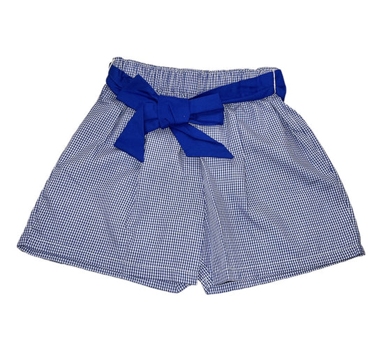 Royal Gingham Girls Short w/Sash