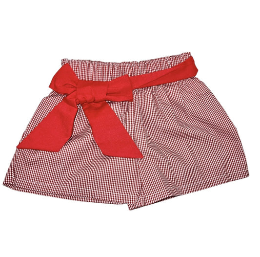 Red Gingham Girls Short w/Sash