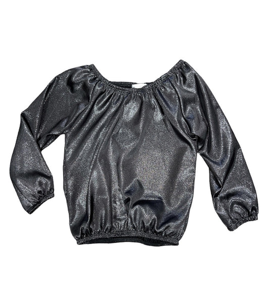 Abby Black Shiny Elastic Neck Top