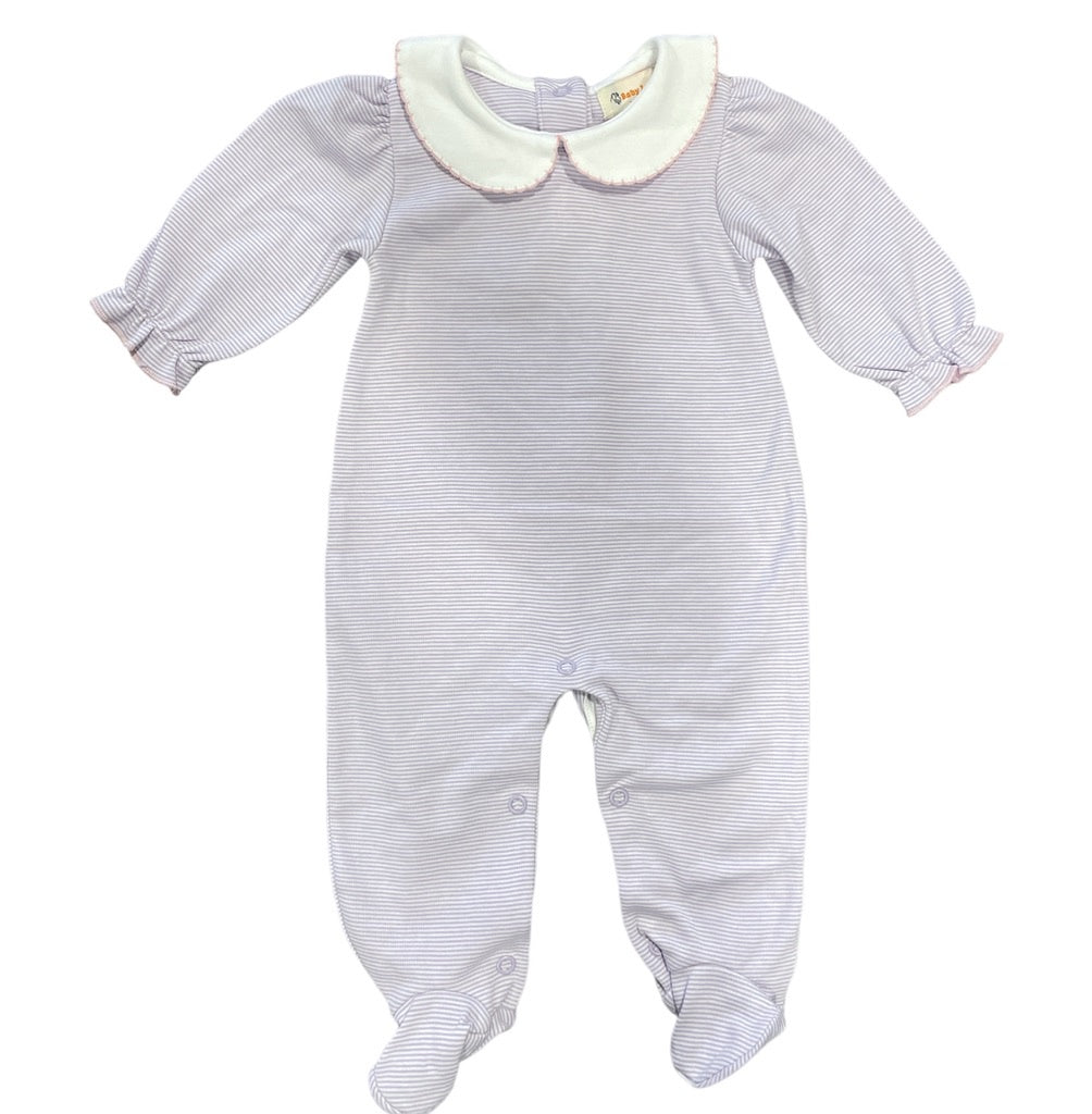 Purple Stripe Footie w/Collar