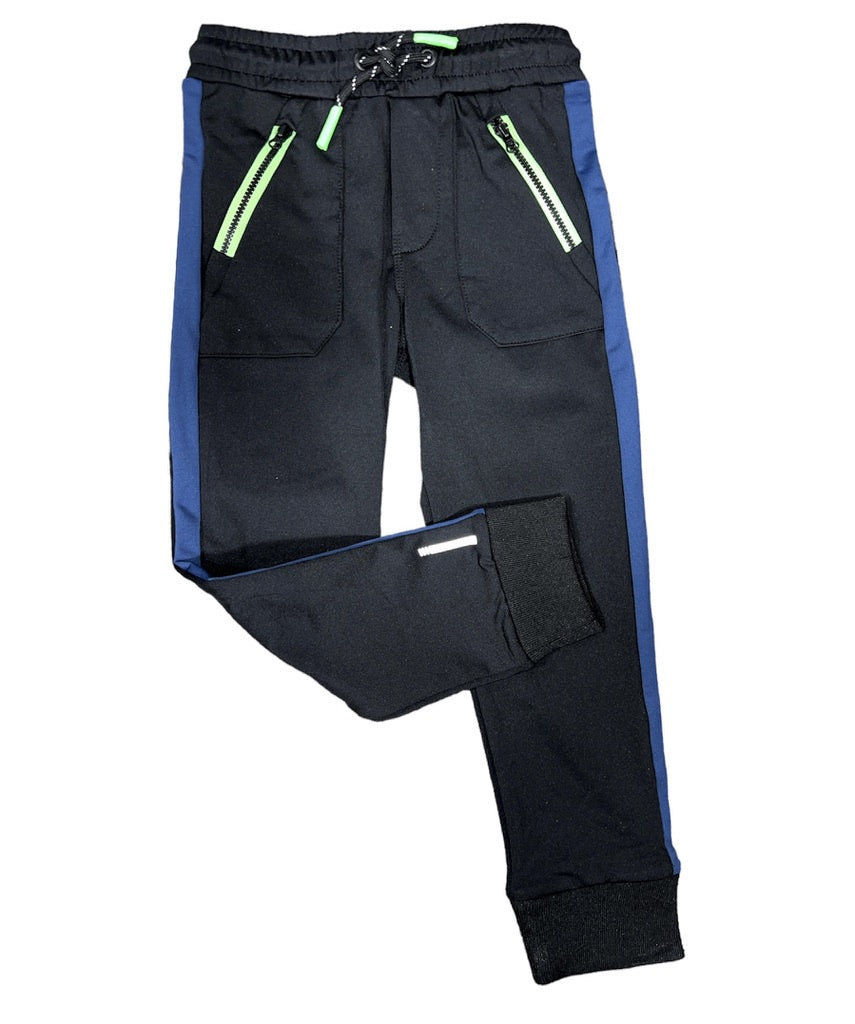 Black/Navy/Lime Athletic Pants