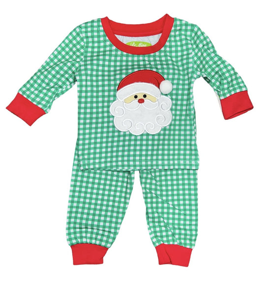 Be Mine Santa Green Gingham 2pc Loungewear Set