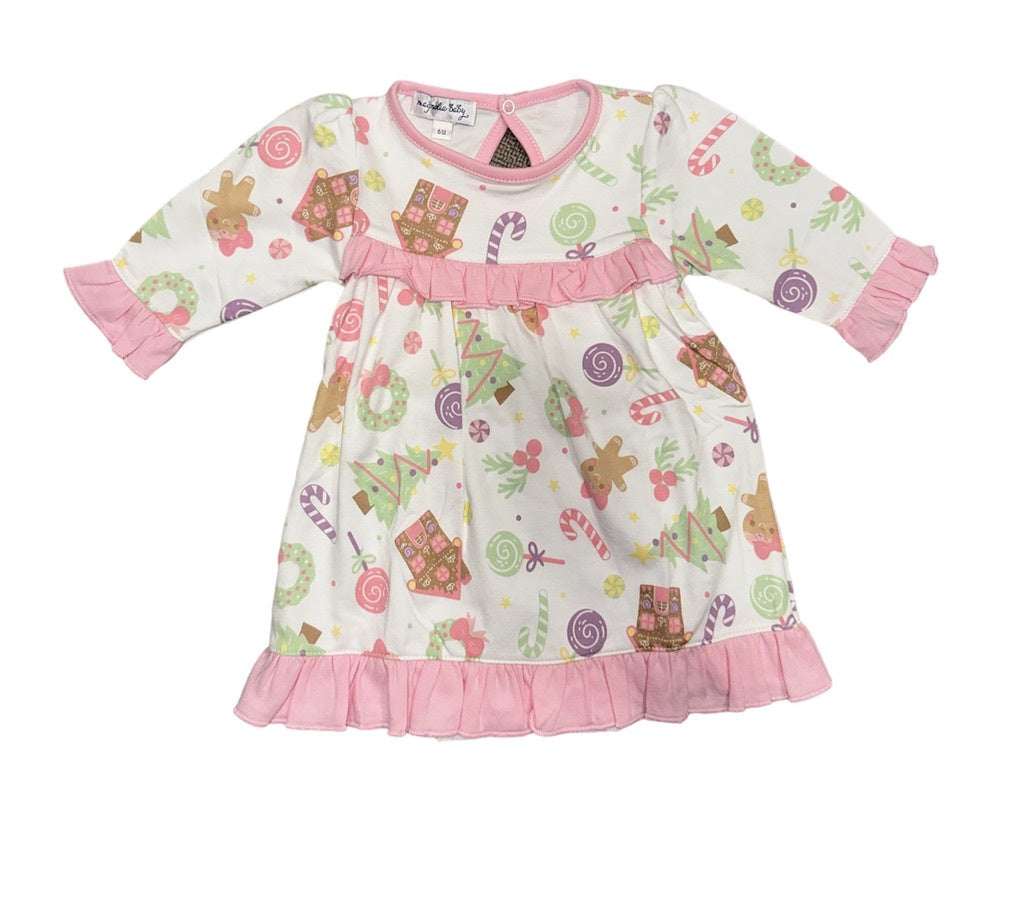 Sweet Gingerbread Printed Ruffle Dress Set