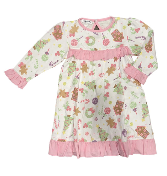 Sweet Gingerbread Printed Ruffle Toddler Dress